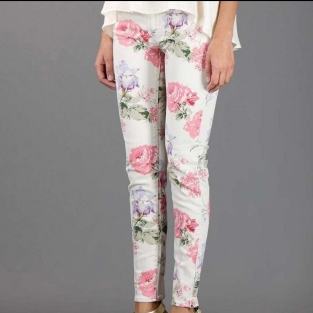 Ralph Lauren Denim & Supply Floral Cream Denim Ankle Zip Jeans Size 32 EUC #0117 - Picture 4 of 9